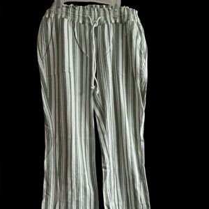 Roxy Striped Joggers in Green and White